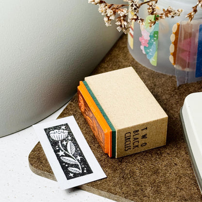 Nordic Collage - 'Star & Flower' Wooden Stamp by Two Black Circles (Rare)