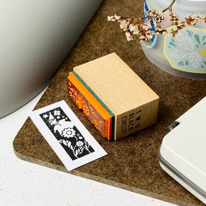 Nordic Collage - 'Little Elf & Flowers' Wooden Stamp by Two Black Circles (Rare)