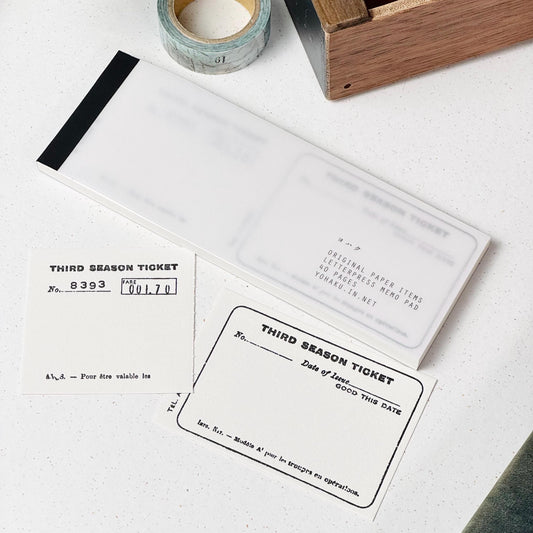 Ticket Letterpress Memo Pad M-098 by YOHAKU (Rare, Postal, Modern elegant, Minimalist)