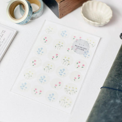 Circle Washi Sticker 'Humming' M-079 by Yohaku (Rare, Postal, Modern elegant)