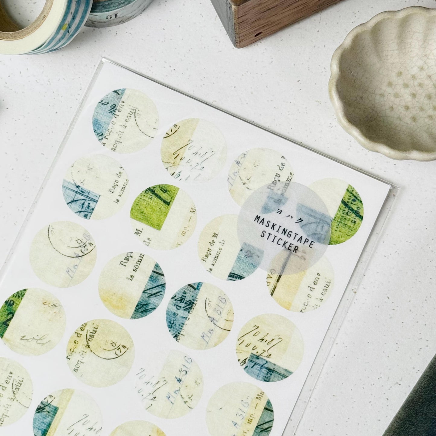 Circle Washi Sticker 'Episode' M-081 by Yohaku (Rare, Postal, Modern elegant)