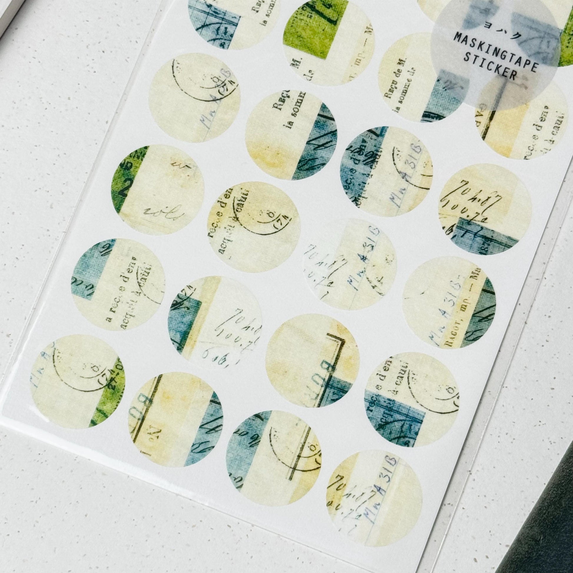 Circle Washi Sticker 'Episode' M-081 by Yohaku (Rare, Postal, Modern elegant)