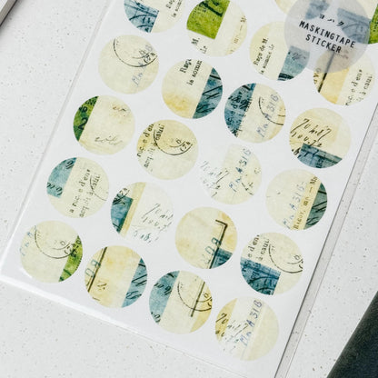 Circle Washi Sticker 'Episode' M-081 by Yohaku (Rare, Postal, Modern elegant)