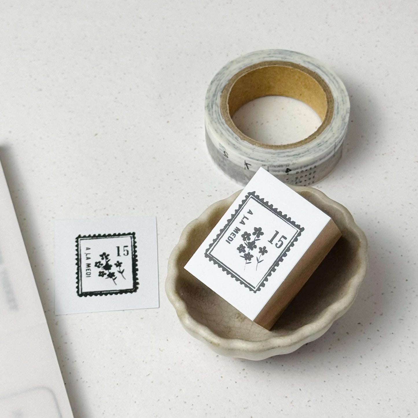 Wooden Stamp 'Okurimono (Gift)' S-044 by Yohaku (Rare, Postal, Japan, Modern elegant)