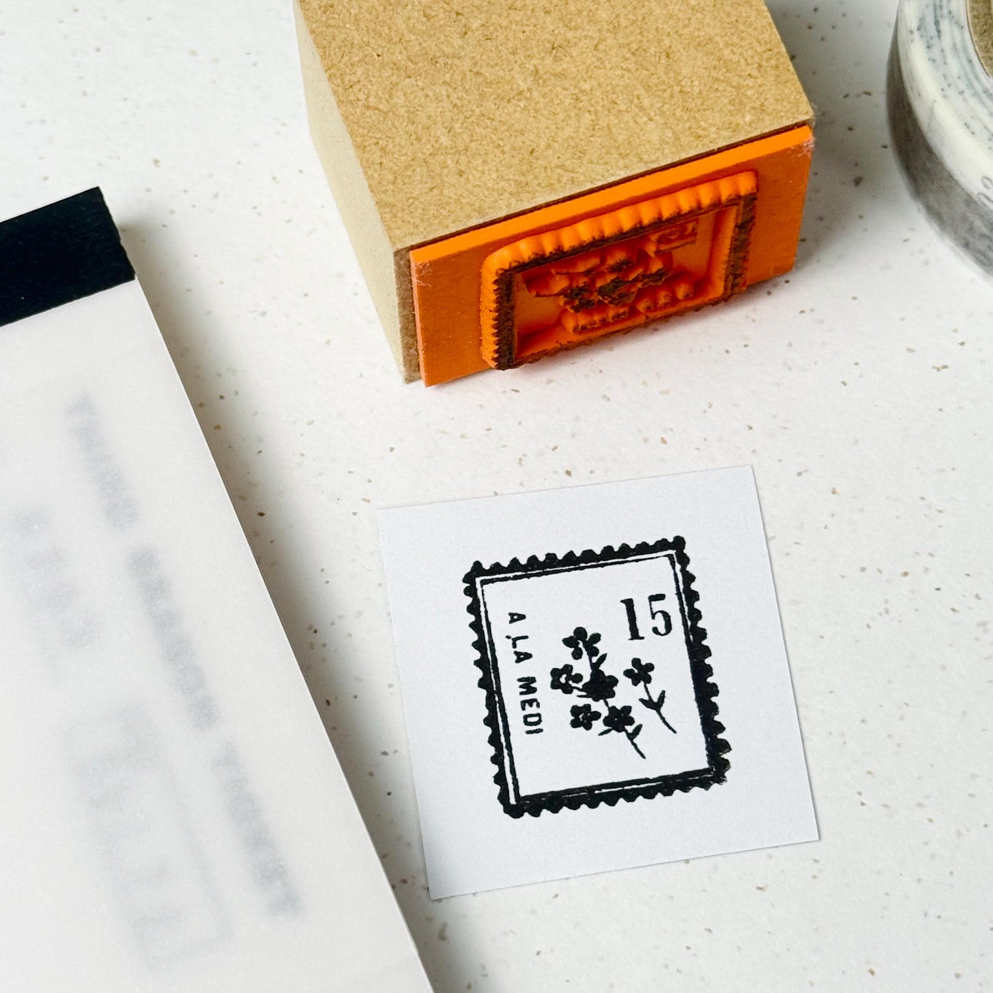 Wooden Stamp 'Okurimono (Gift)' S-044 by Yohaku (Rare, Postal, Japan, Modern elegant)