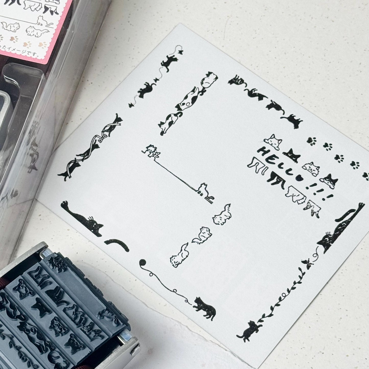 13 in 1 Rotating Dial Stamp 'Cat' by Shachihata (Postal, Japan, Modern elegant)