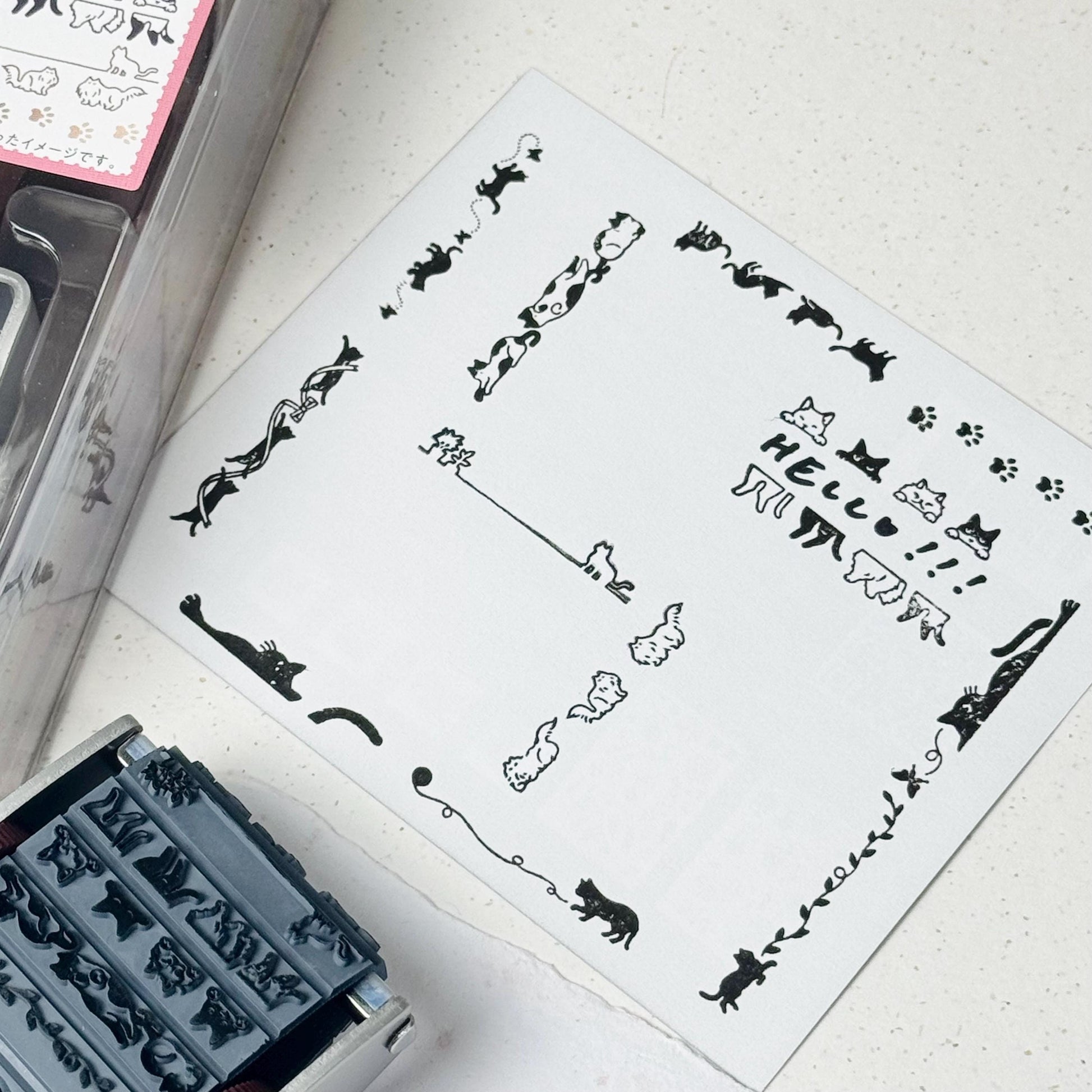 13 in 1 Rotating Dial Stamp 'Cat' by Shachihata (Postal, Japan, Modern elegant)