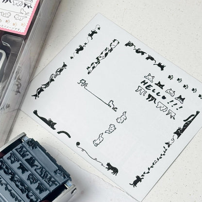 13 in 1 Rotating Dial Stamp 'Cat' by Shachihata (Postal, Japan, Modern elegant)