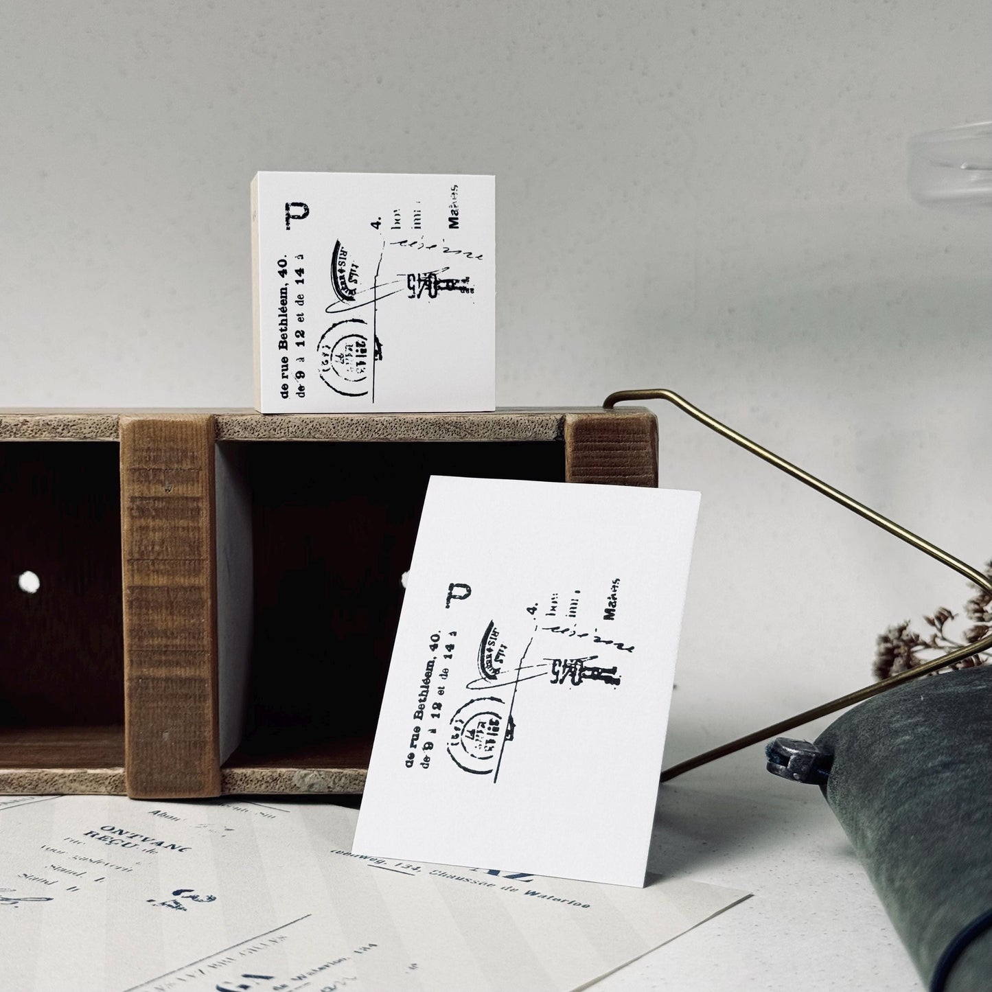 Wooden Stamp 'Letter' S-009 by Yohaku (Rare, Postal, Japan, Modern elegant)