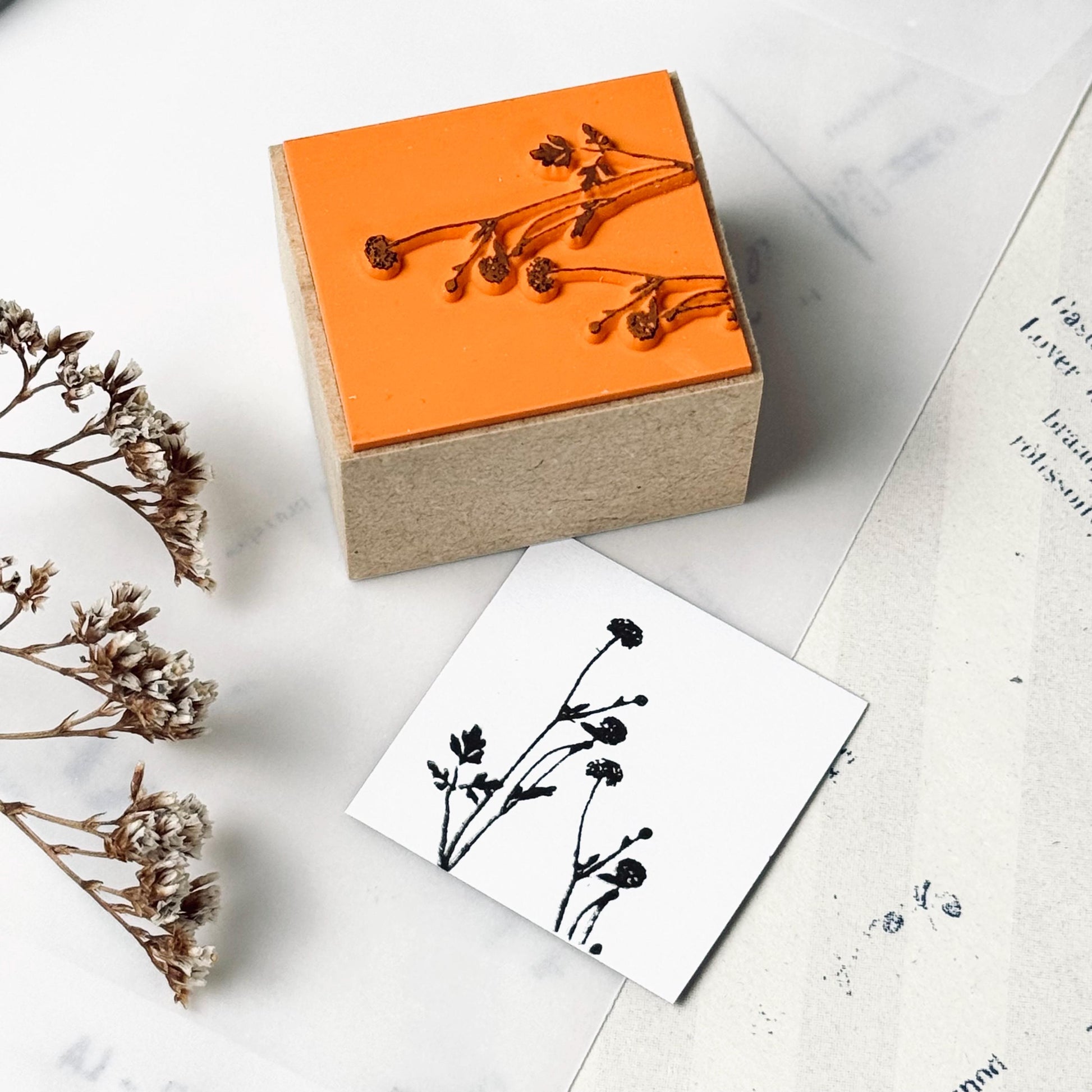 Wooden Stamp 'Summer Garden' S-041 by Yohaku (Rare, Postal, Japan, Modern elegant)