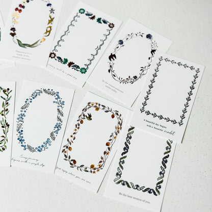 Flower Wreath 'Frame' Note Cards Set (30 pcs) by Pion (Modern Elegant, Botanical)