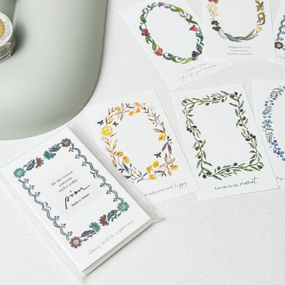 Flower Wreath 'Frame' Note Cards Set (30 pcs) by Pion (Modern Elegant, Botanical)