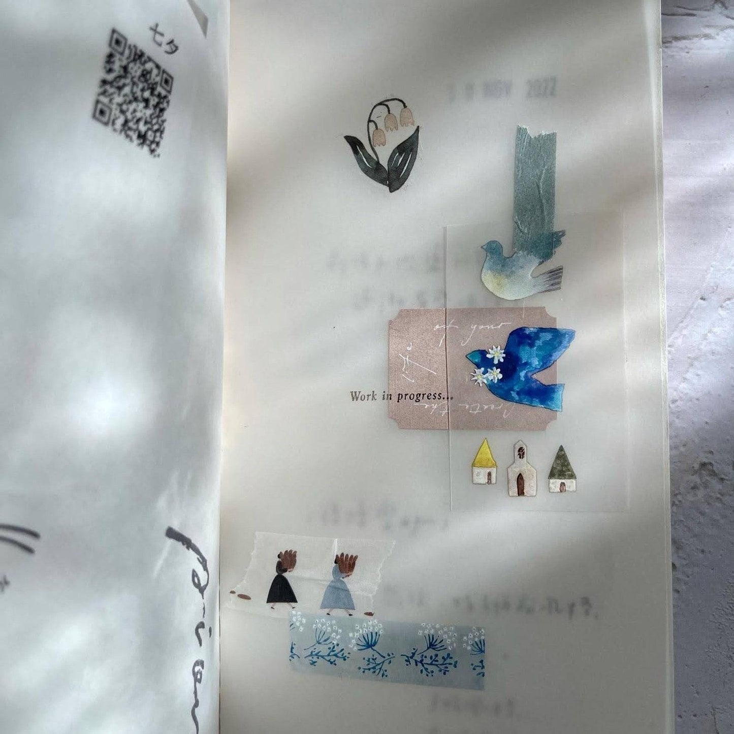 Pre-cut Clear PET Tape / Sticker Roll 'Meet you' by Pion (5cm wide, modern elegant)