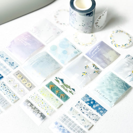 Pre-cut Clear PET Tape / Sticker Roll 'Meet you' by Pion (5cm wide, modern elegant)