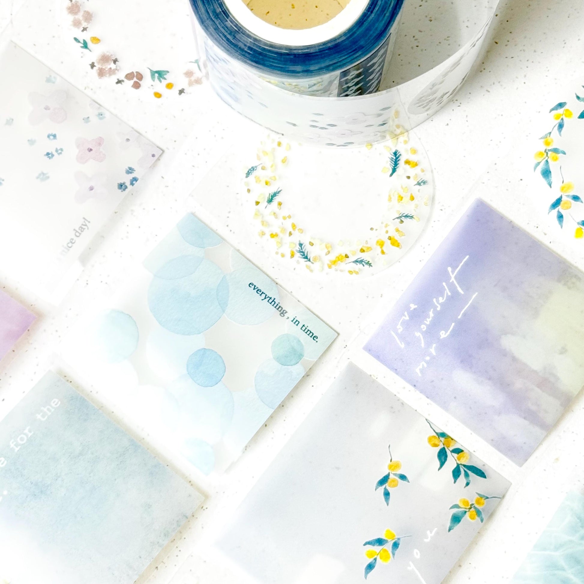 Pre-cut Clear PET Tape / Sticker Roll 'Meet you' by Pion (5cm wide, modern elegant)