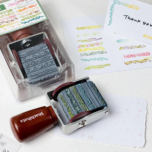 13 in 1 Rotating Dial Stamp 'Plant' by Shachihata (Postal, Japan, Modern elegant)