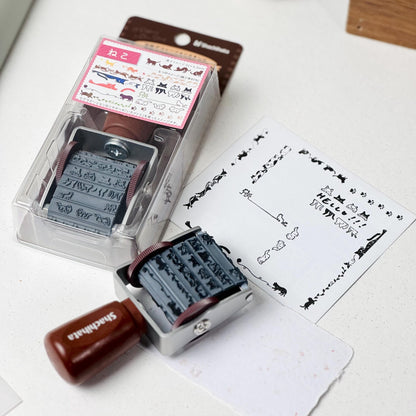 13 in 1 Rotating Dial Stamp 'Cat' by Shachihata (Postal, Japan, Modern elegant)