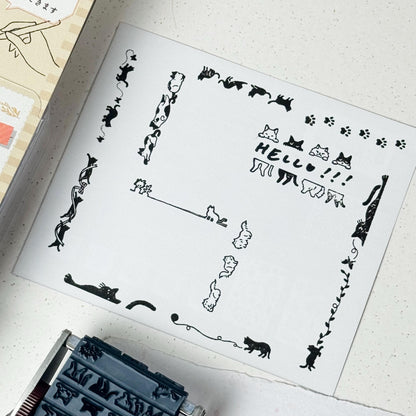 13 in 1 Rotating Dial Stamp 'Cat' by Shachihata (Postal, Japan, Modern elegant)