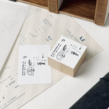 Wooden Stamp 'Letter' S-009 by Yohaku (Rare, Postal, Japan, Modern elegant)