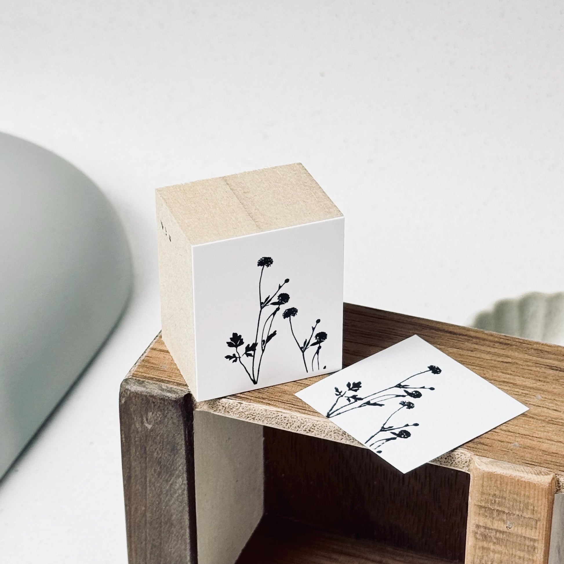 Wooden Stamp 'Summer Garden' S-041 by Yohaku (Rare, Postal, Japan, Modern elegant)