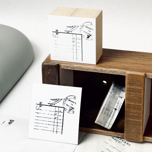 Limited Wooden Stamp 'Document' YC-014 by Yohaku (Rare, Postal, Japan, Modern elegant)