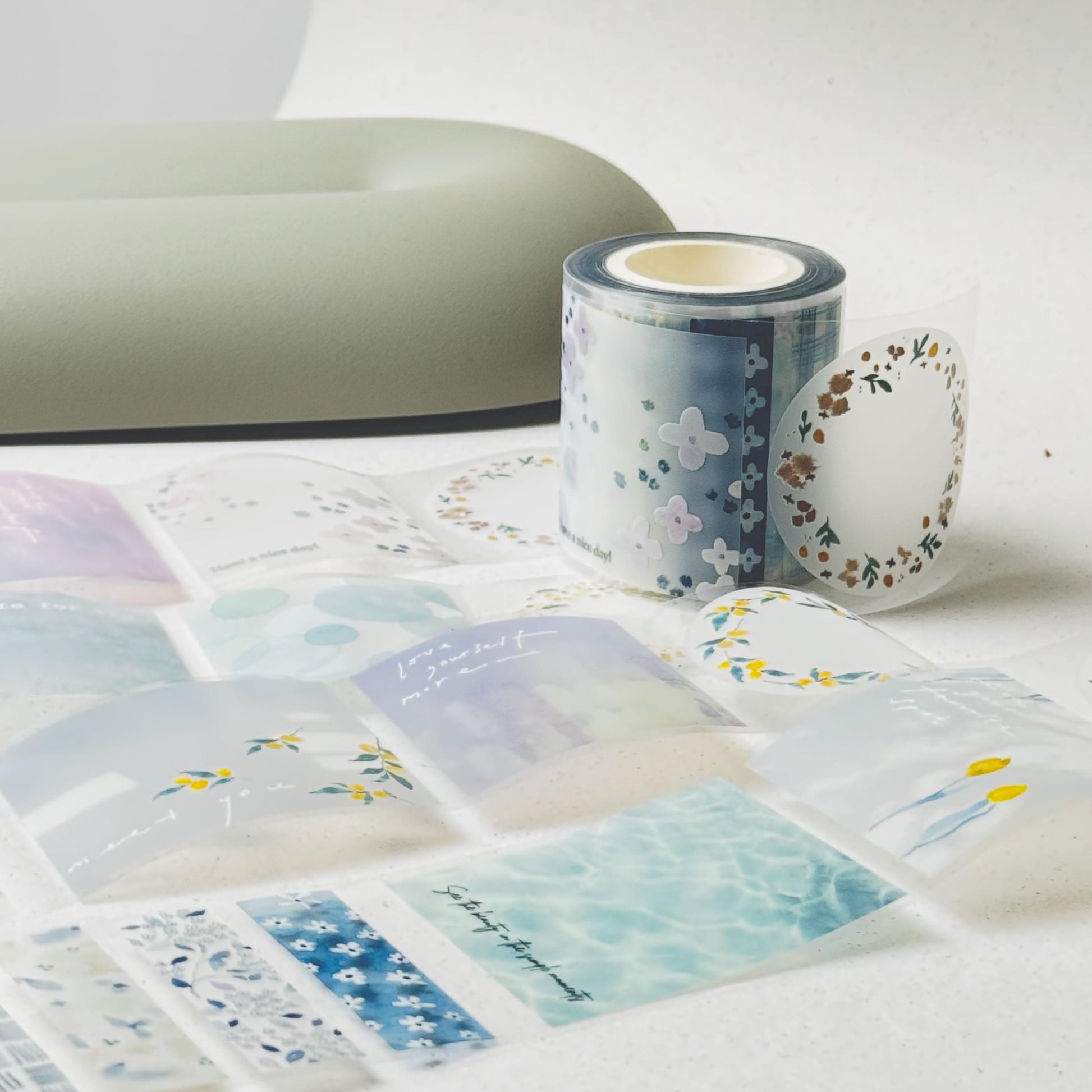 Pre-cut Clear PET Tape / Sticker Roll 'Meet you' by Pion (5cm wide, modern elegant)