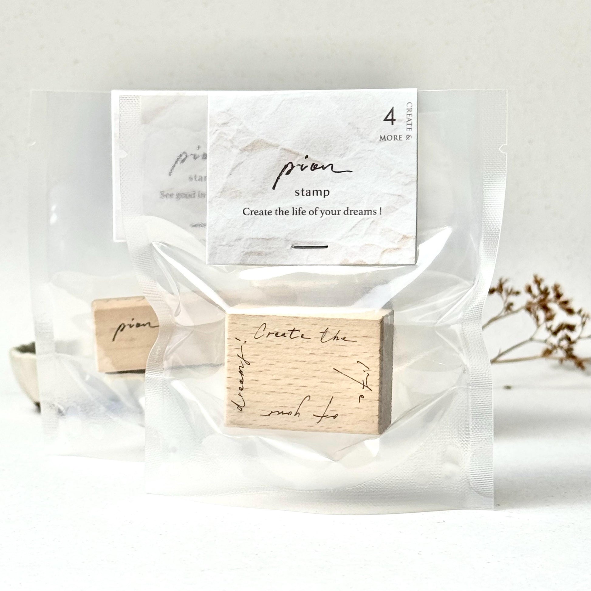 Wooden Stamp 'Create the life of your dreams' by Pion (Rare, Modern)